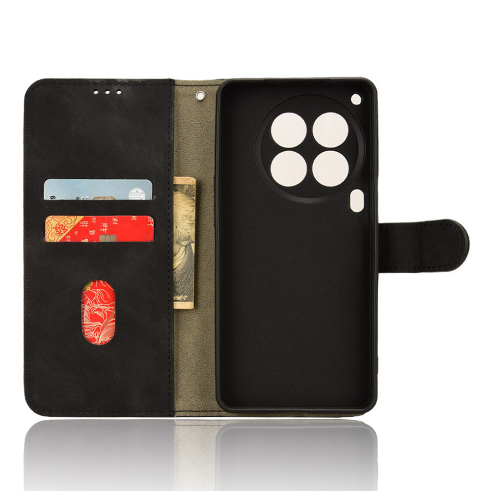 For Transsion Tecno Camon 30 Premier 5G Wallet Case Skin Touch Leather Phone Cover Mobile Spares Wholesale - Black
