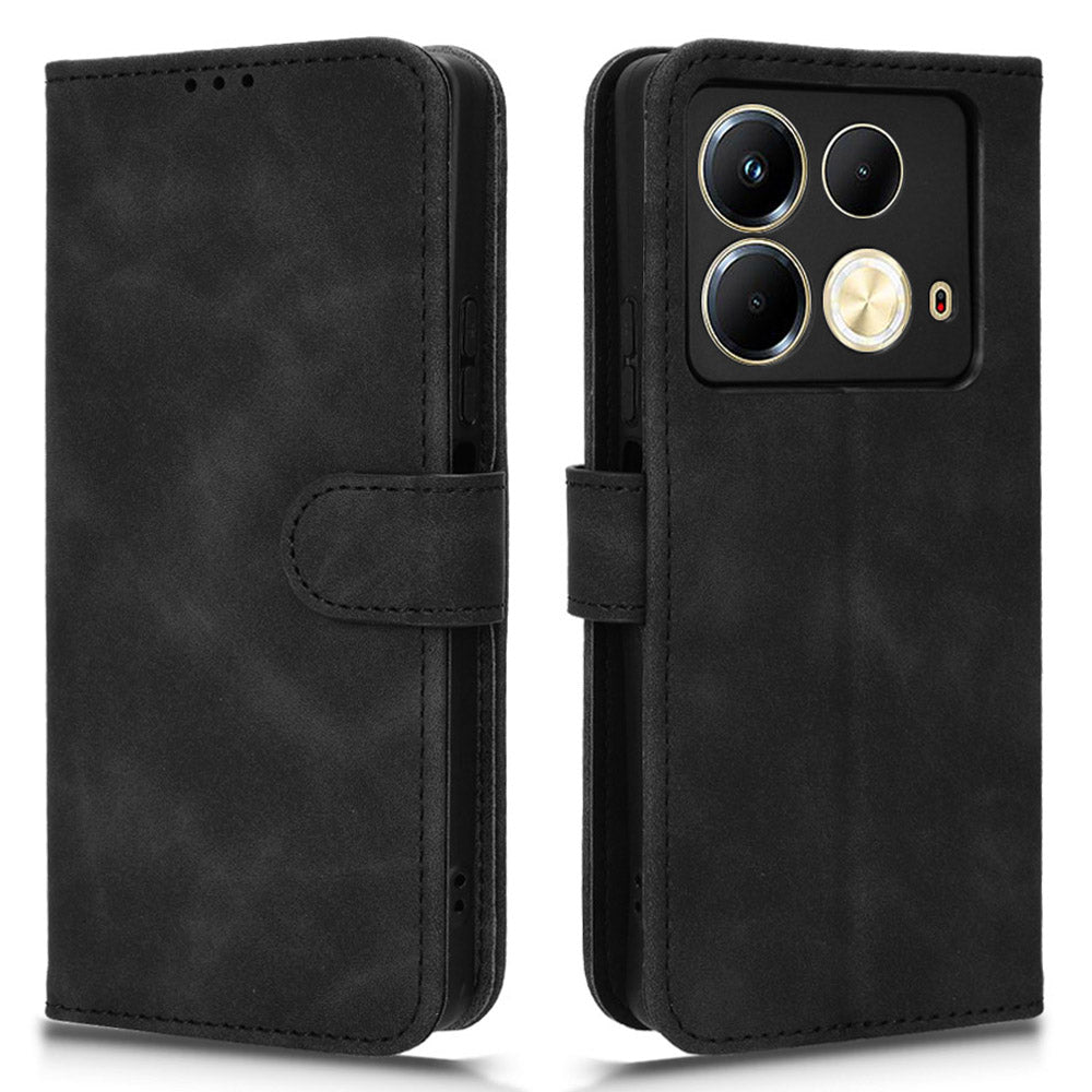 For Transsion Infinix Note 40 Case PU Leather Skin Touch Folding Stand Phone Cover - Black
