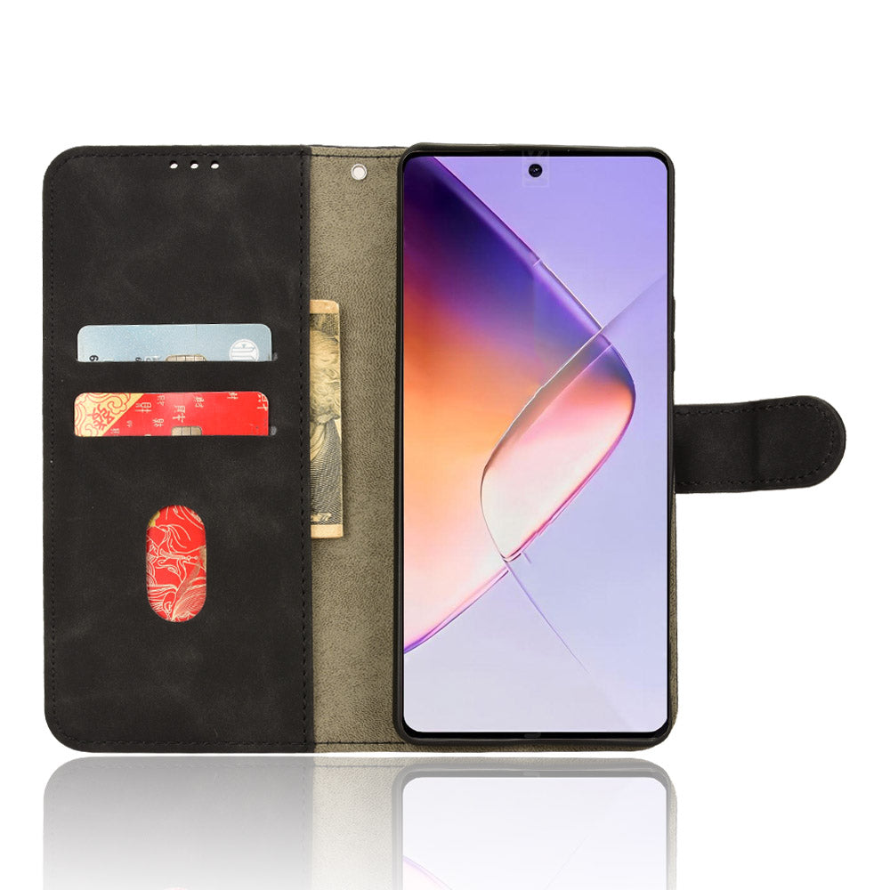 For Transsion Infinix Note 40 Case PU Leather Skin Touch Folding Stand Phone Cover - Black