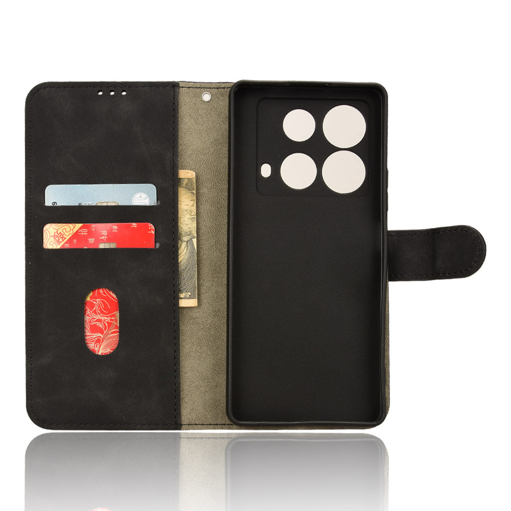 For Transsion Infinix Note 40 Case PU Leather Skin Touch Folding Stand Phone Cover - Black