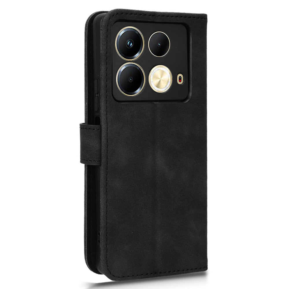 For Transsion Infinix Note 40 Case PU Leather Skin Touch Folding Stand Phone Cover - Black