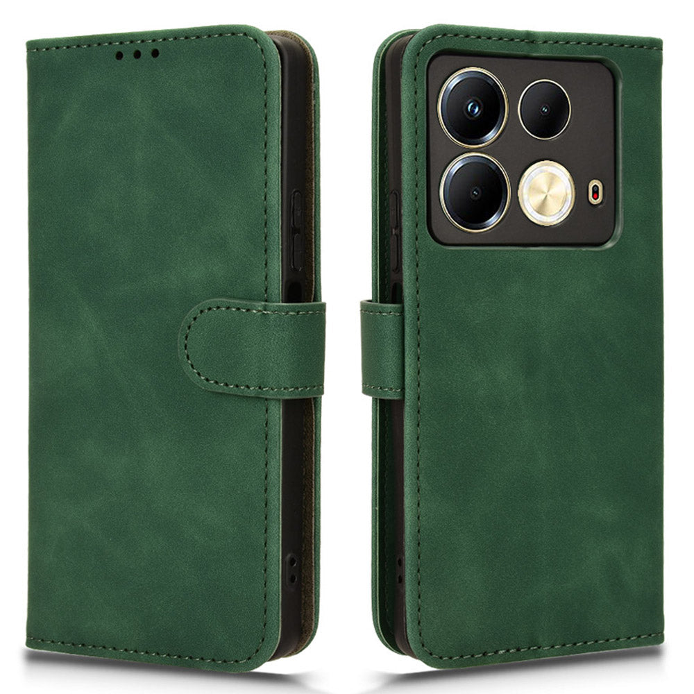 For Transsion Infinix Note 40 Case PU Leather Skin Touch Folding Stand Phone Cover - Green