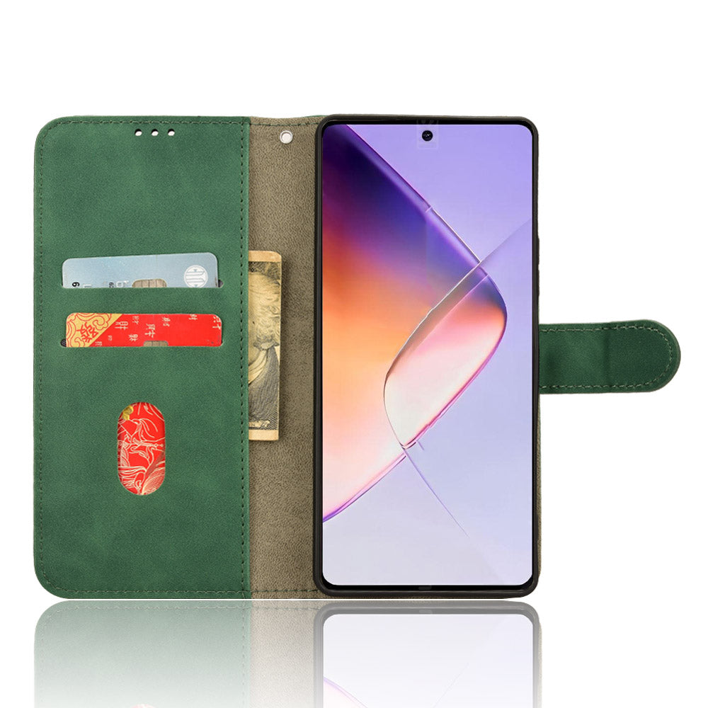 For Transsion Infinix Note 40 Case PU Leather Skin Touch Folding Stand Phone Cover - Green