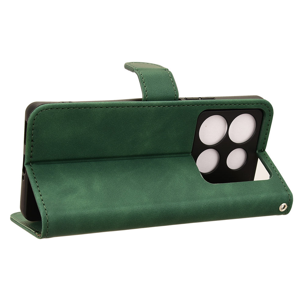For Transsion Infinix Note 40 Case PU Leather Skin Touch Folding Stand Phone Cover - Green