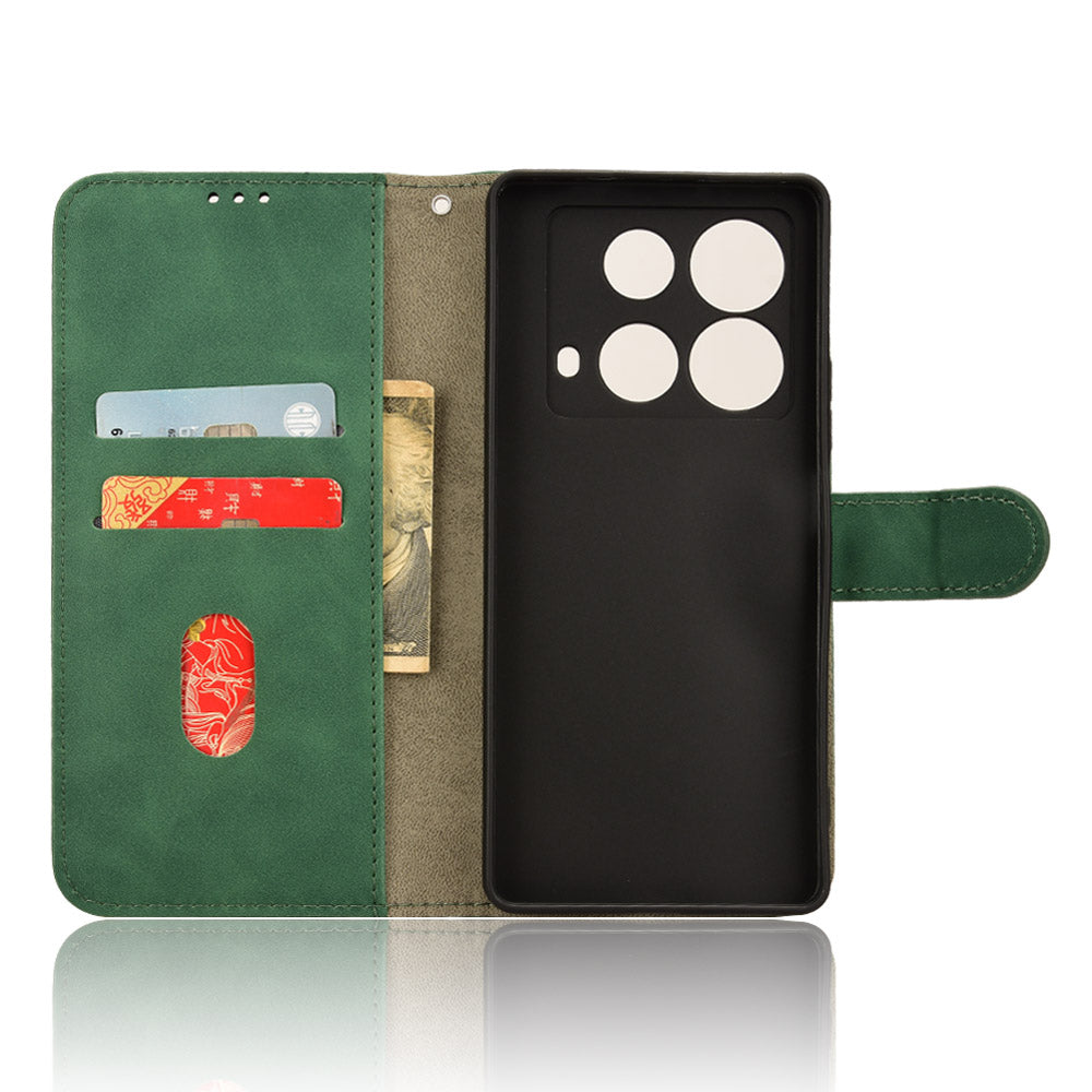 For Transsion Infinix Note 40 Case PU Leather Skin Touch Folding Stand Phone Cover - Green