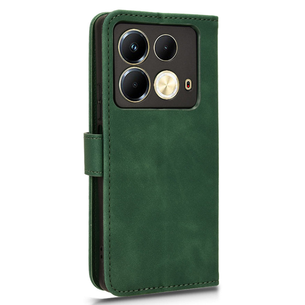 For Transsion Infinix Note 40 Case PU Leather Skin Touch Folding Stand Phone Cover - Green