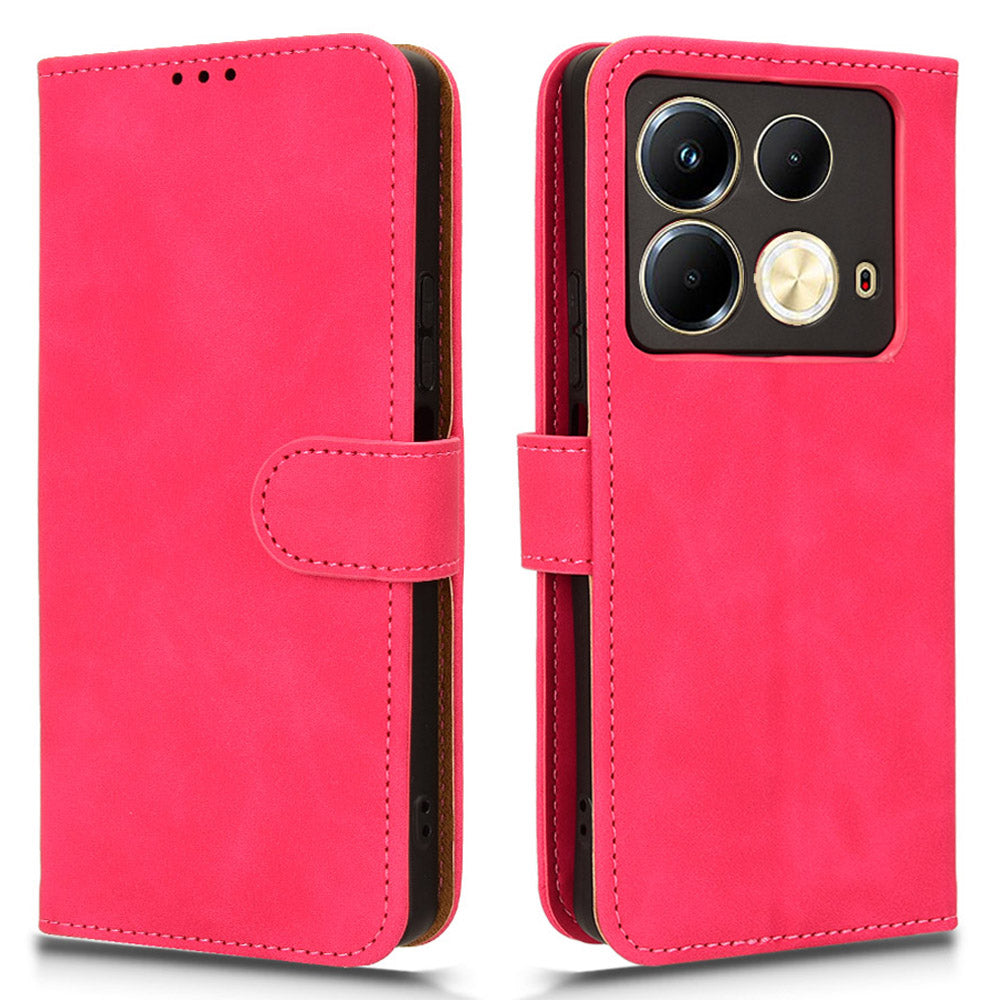 For Transsion Infinix Note 40 Case PU Leather Skin Touch Folding Stand Phone Cover - Rose