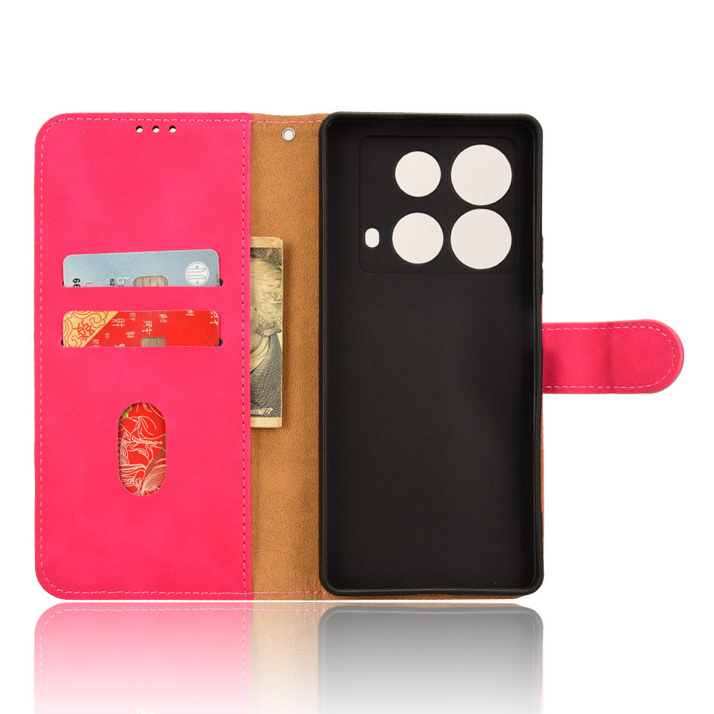 For Transsion Infinix Note 40 Case PU Leather Skin Touch Folding Stand Phone Cover - Rose