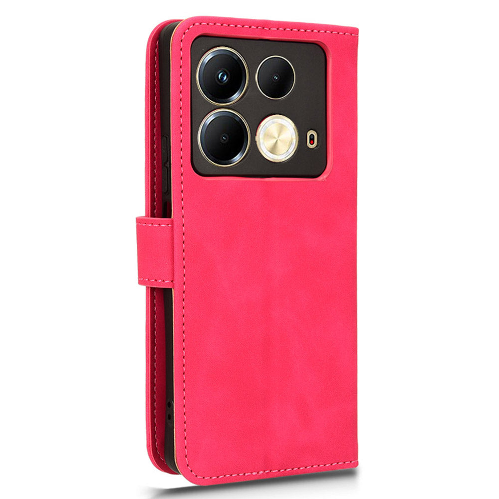 For Transsion Infinix Note 40 Case PU Leather Skin Touch Folding Stand Phone Cover - Rose