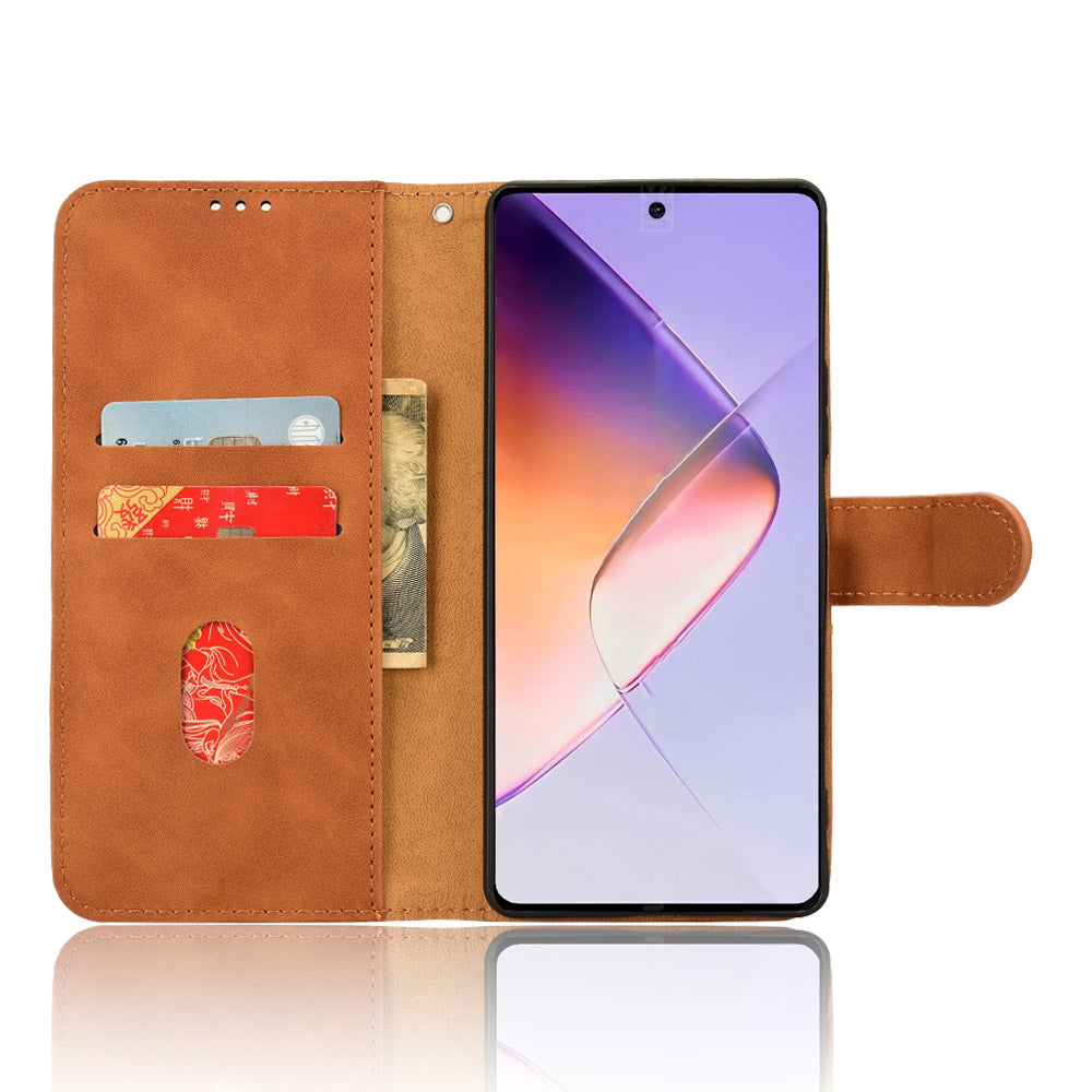 For Transsion Infinix Note 40 Case PU Leather Skin Touch Folding Stand Phone Cover - Brown