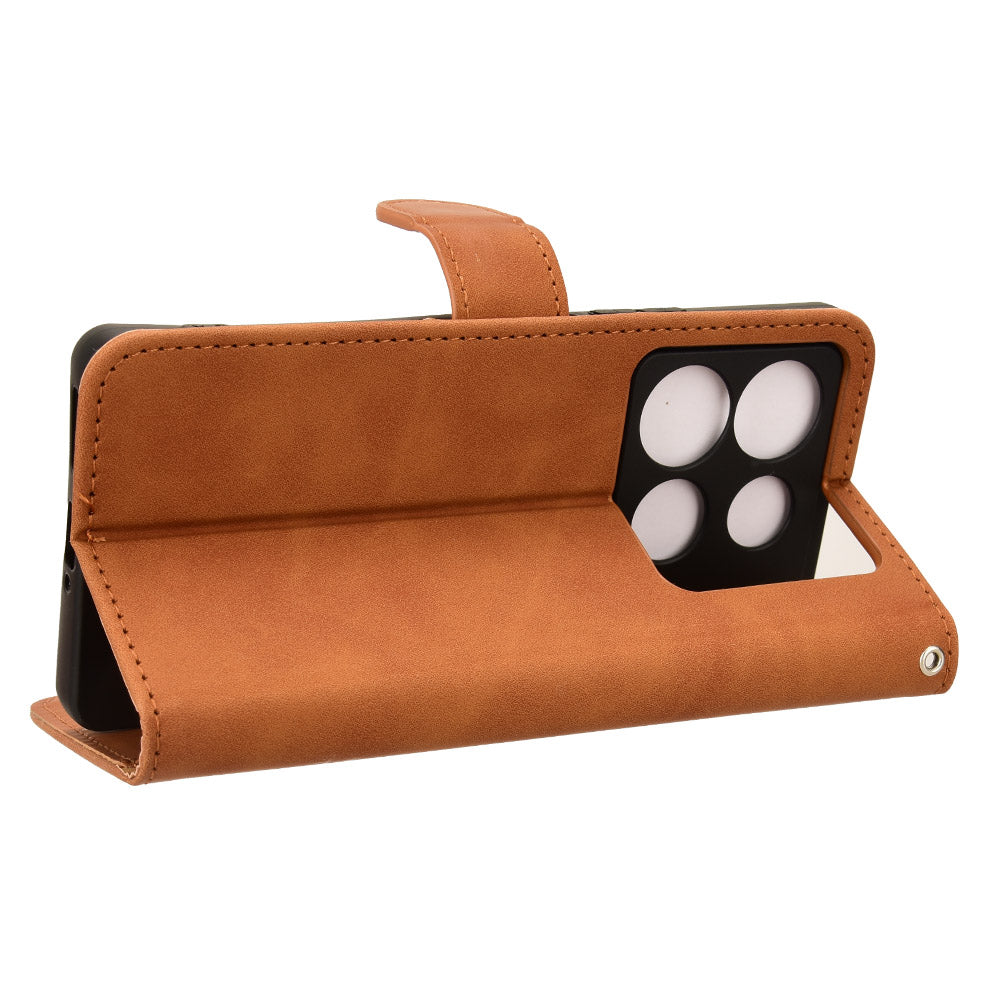 For Transsion Infinix Note 40 Case PU Leather Skin Touch Folding Stand Phone Cover - Brown