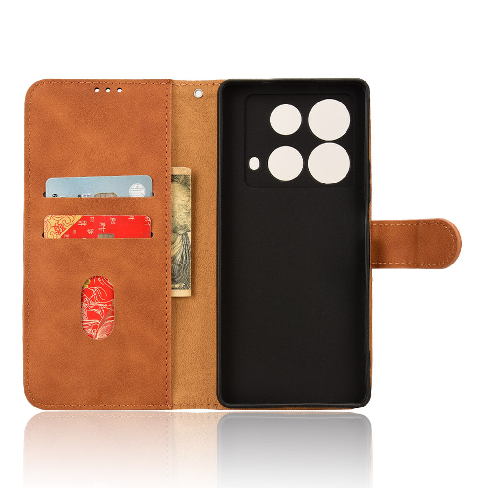 For Transsion Infinix Note 40 Case PU Leather Skin Touch Folding Stand Phone Cover - Brown