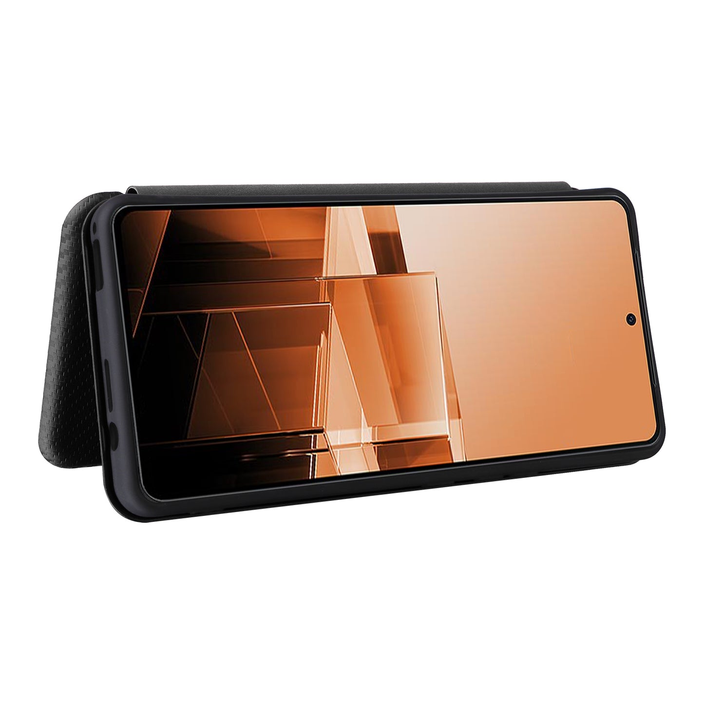 For Asus Zenfone 11 Ultra 5G Leather Case Carbon Fiber Texture Stand Magnetic Phone Cover - Black