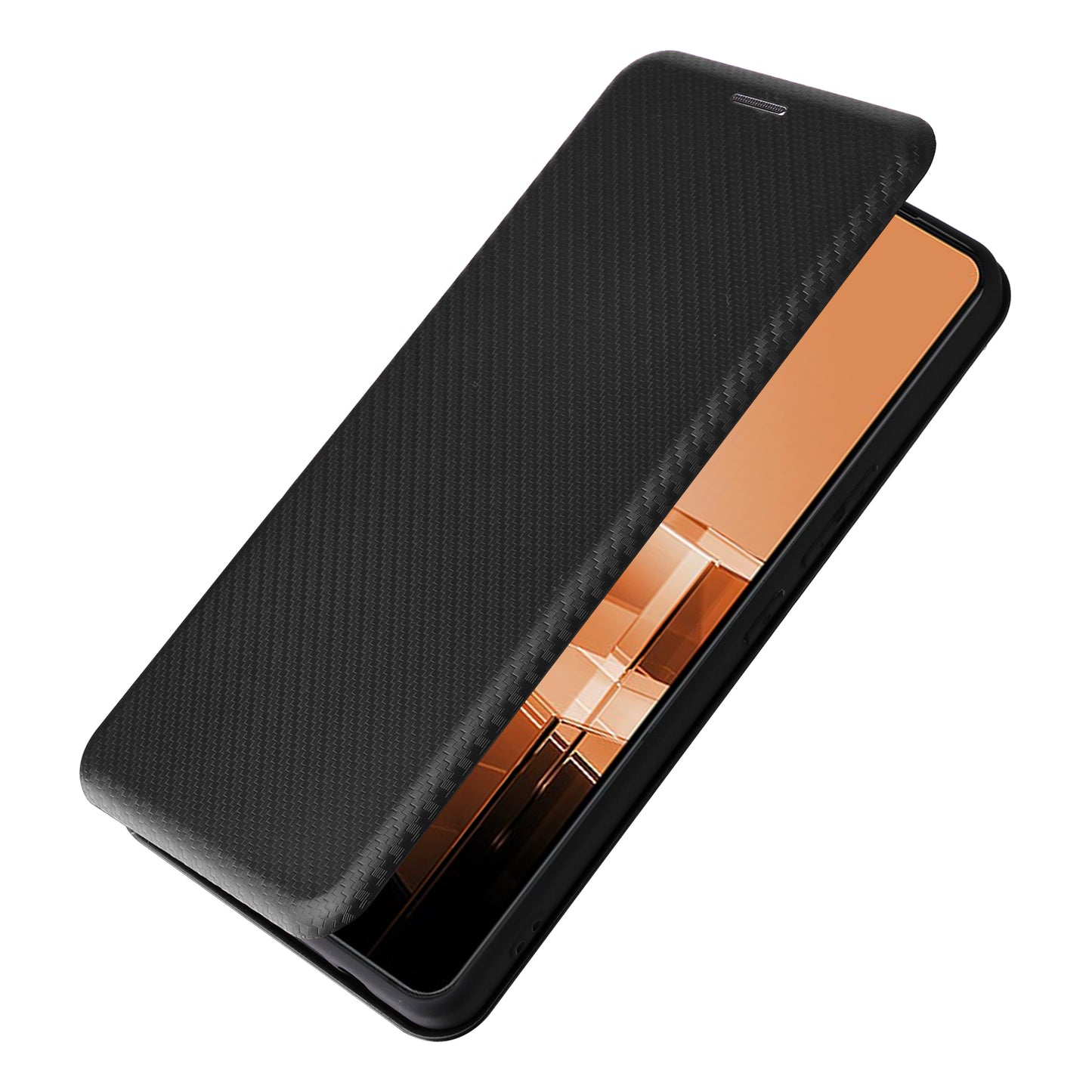 For Asus Zenfone 11 Ultra 5G Leather Case Carbon Fiber Texture Stand Magnetic Phone Cover - Black