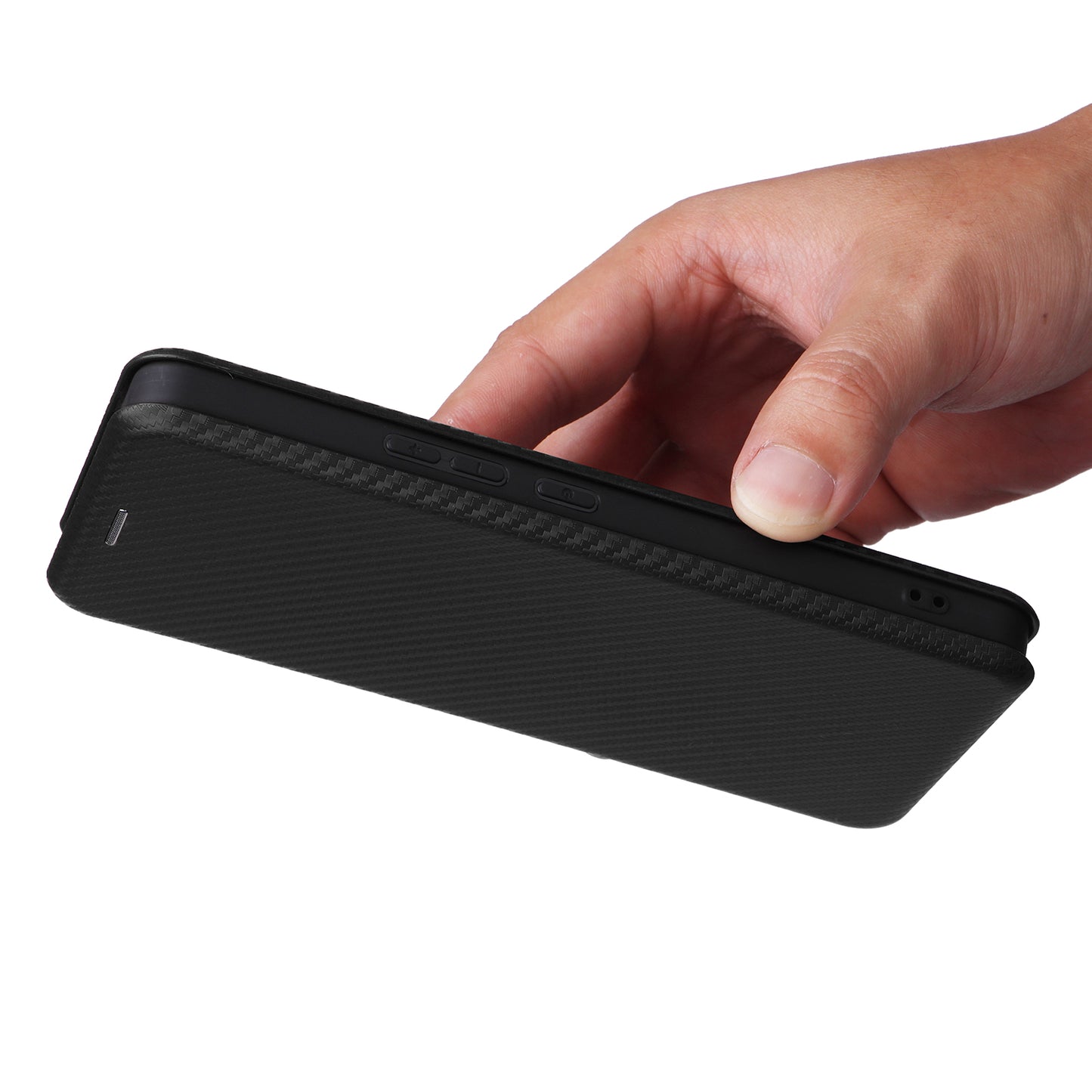 For Asus Zenfone 11 Ultra 5G Leather Case Carbon Fiber Texture Stand Magnetic Phone Cover - Black