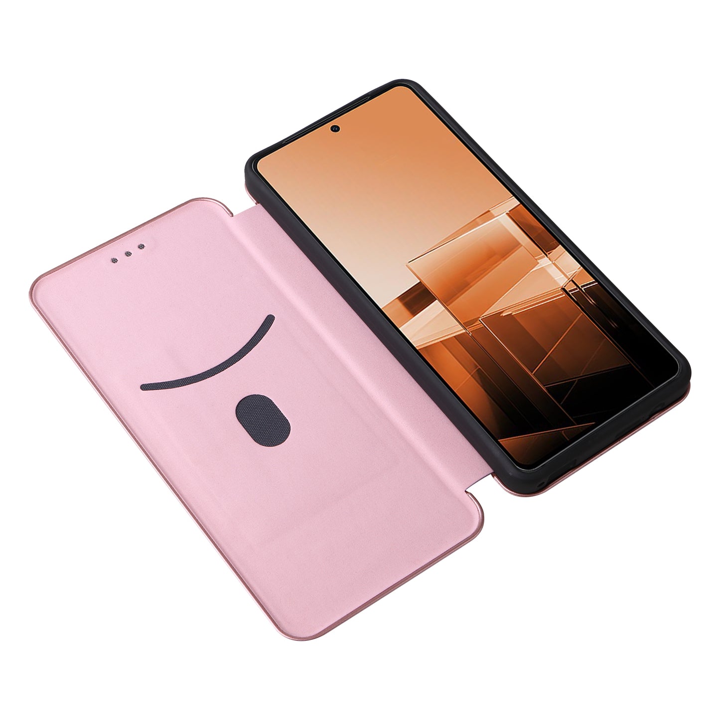 For Asus Zenfone 11 Ultra 5G Leather Case Carbon Fiber Texture Stand Magnetic Phone Cover - Rose Gold