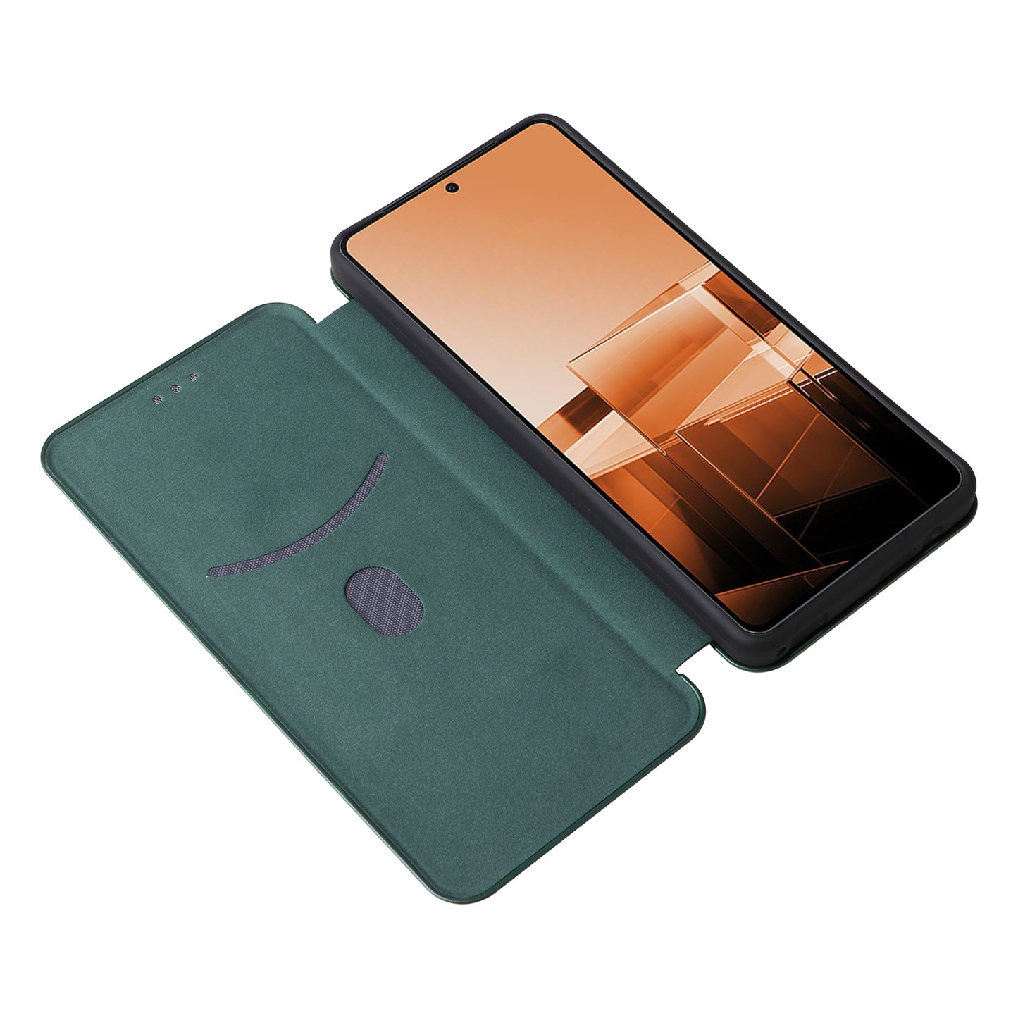 For Asus Zenfone 11 Ultra 5G Leather Case Carbon Fiber Texture Stand Magnetic Phone Cover - Green