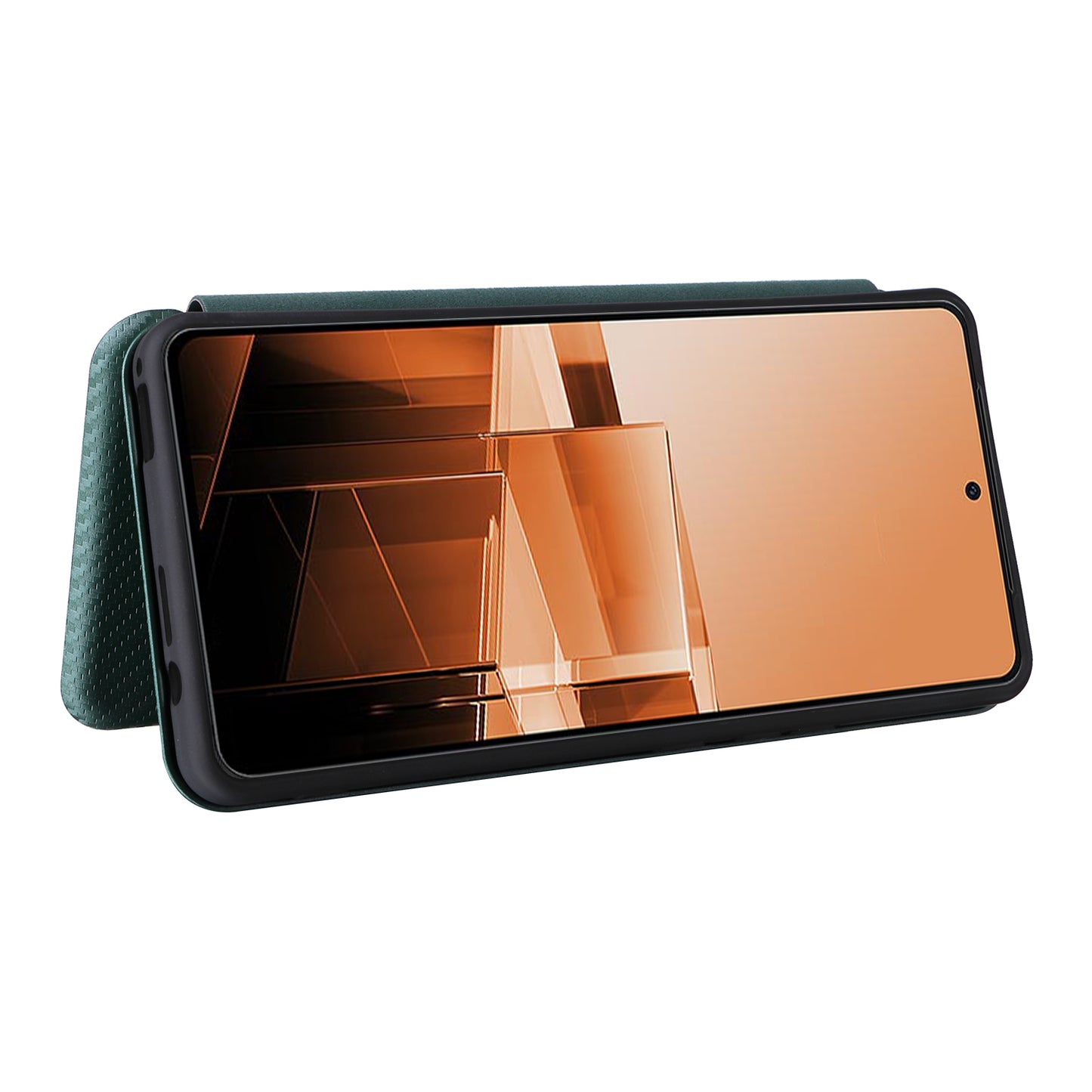 For Asus Zenfone 11 Ultra 5G Leather Case Carbon Fiber Texture Stand Magnetic Phone Cover - Green