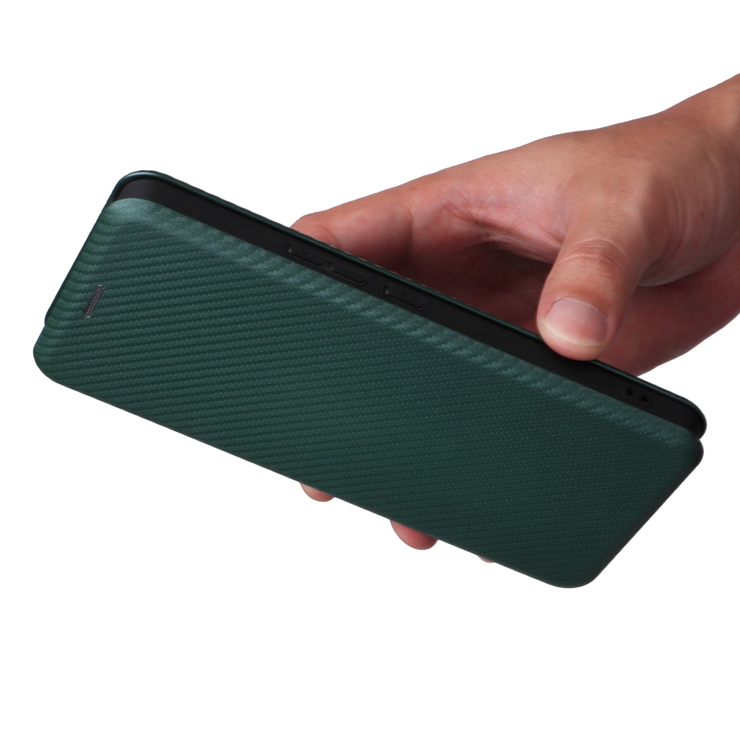 For Asus Zenfone 11 Ultra 5G Leather Case Carbon Fiber Texture Stand Magnetic Phone Cover - Green