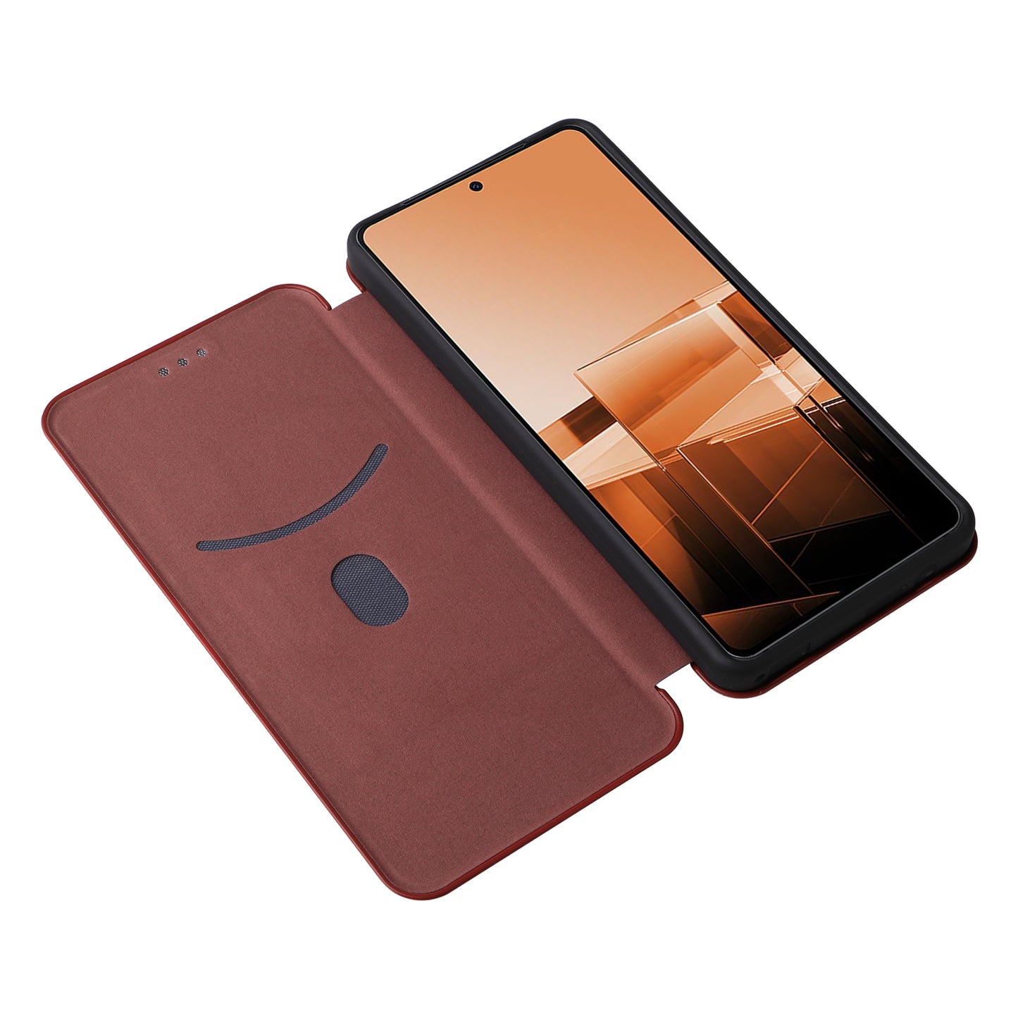For Asus Zenfone 11 Ultra 5G Leather Case Carbon Fiber Texture Stand Magnetic Phone Cover - Brown