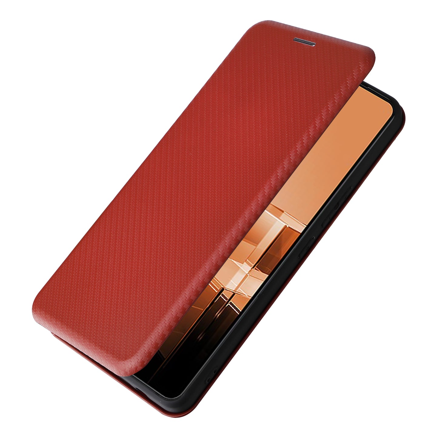 For Asus Zenfone 11 Ultra 5G Leather Case Carbon Fiber Texture Stand Magnetic Phone Cover - Brown