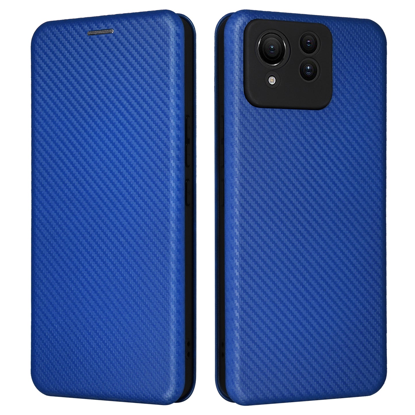 For Asus Zenfone 11 Ultra 5G Leather Case Carbon Fiber Texture Stand Magnetic Phone Cover - Blue