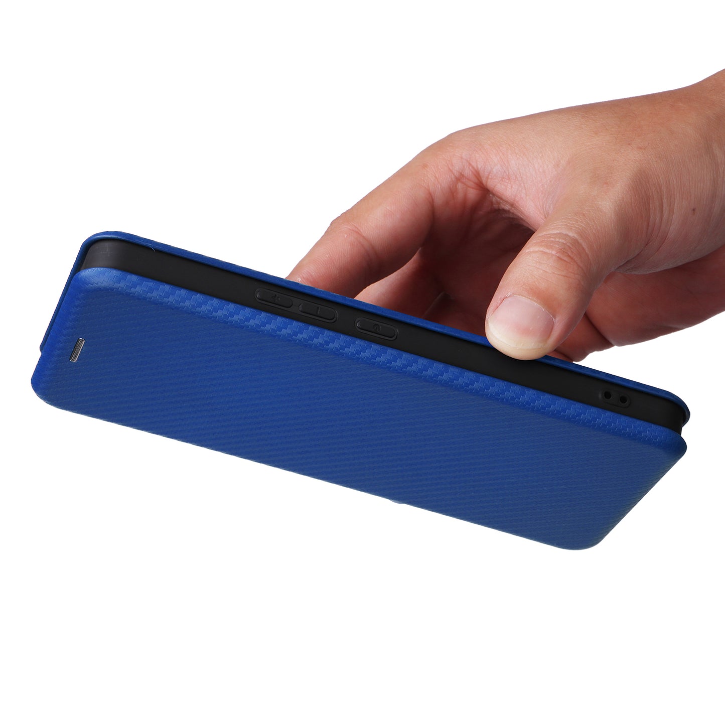 For Asus Zenfone 11 Ultra 5G Leather Case Carbon Fiber Texture Stand Magnetic Phone Cover - Blue