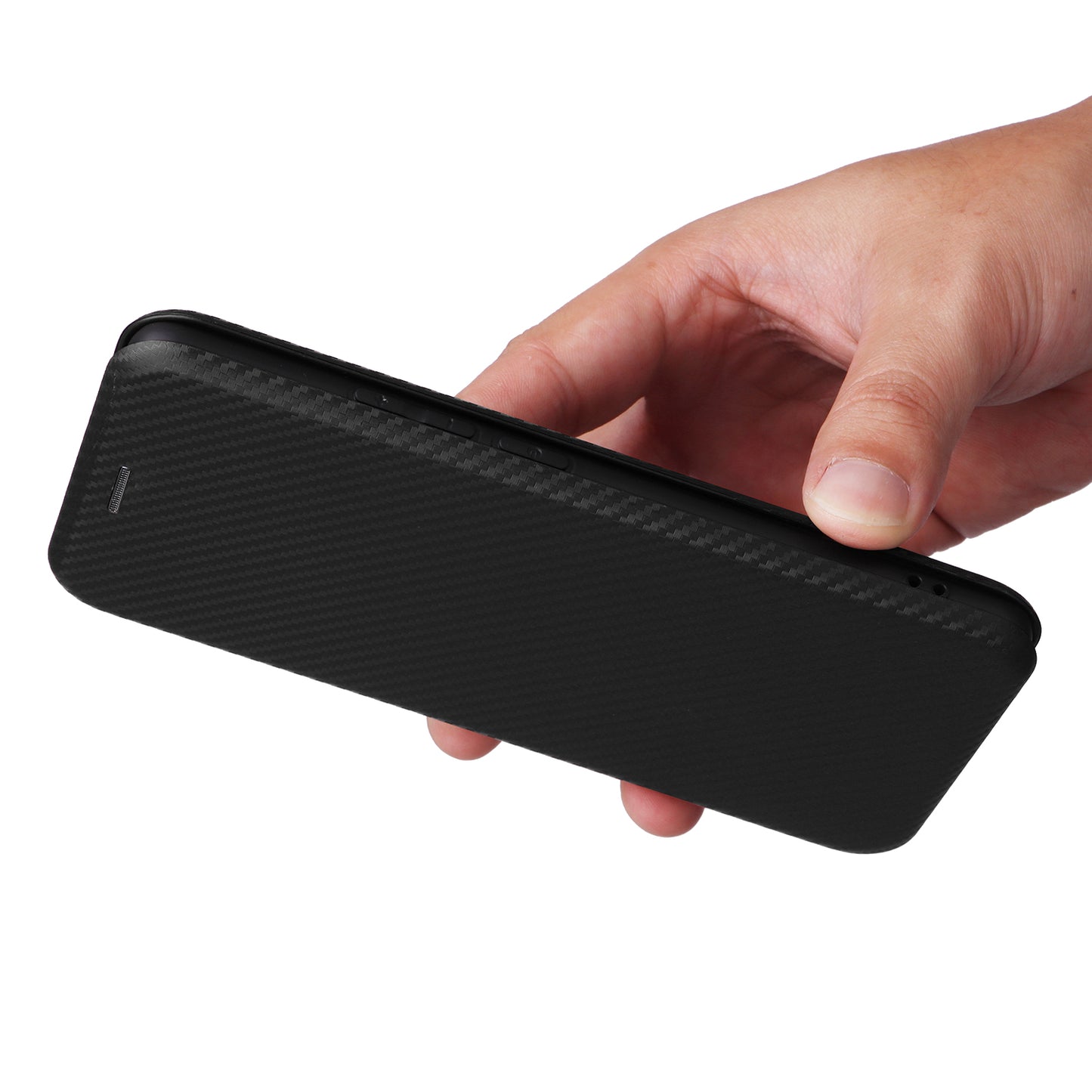 For Oppo A3 Pro 5G Case with Card Holder Carbon Fiber Texture Leather Magnetic Closure Phone Cover - Black