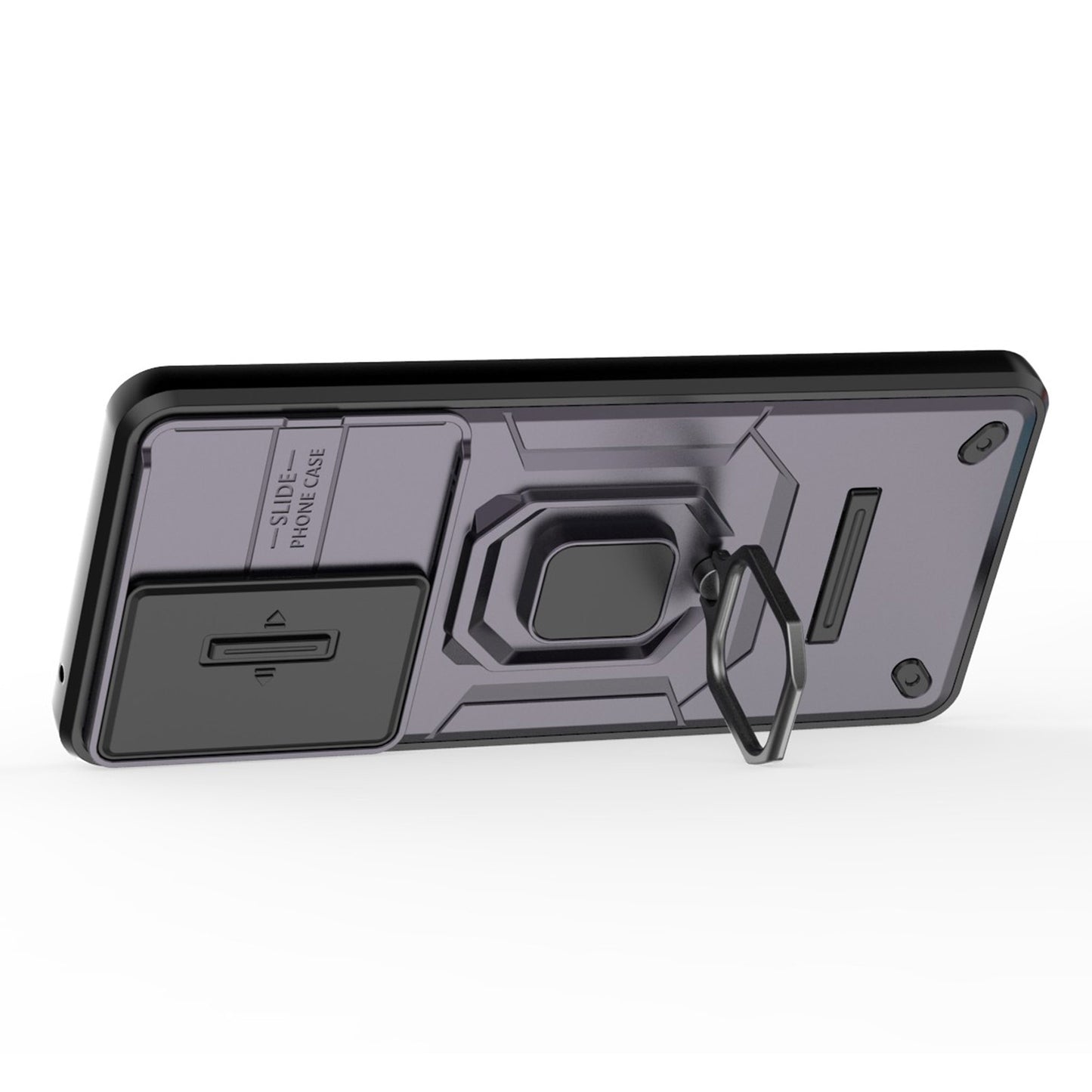 For Oppo A79 5G / A2 5G Case Camera Protection PC+TPU Phone Cover with Ring Kickstand - Purple