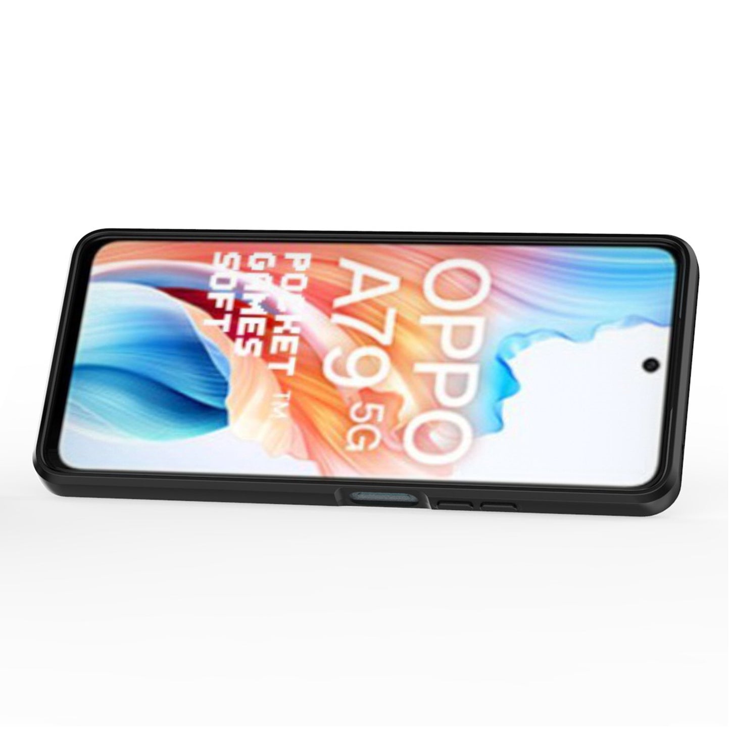 For Oppo A79 5G / A2 5G Case Camera Protection PC+TPU Phone Cover with Ring Kickstand - Grey