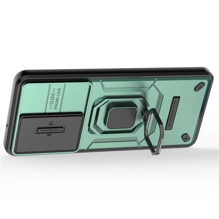 For Samsung Galaxy M55 5G / C55 5G / F55 5G Case PC+TPU Phone Protector with Slide Camera Cover - Green