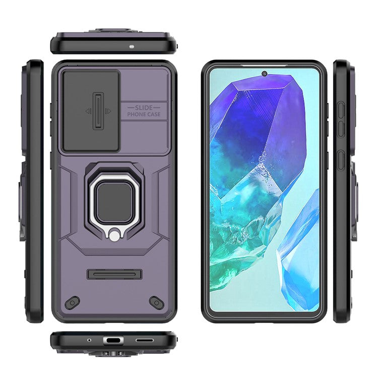 For Samsung Galaxy M55 5G / C55 5G / F55 5G Case PC+TPU Phone Protector with Slide Camera Cover - Purple