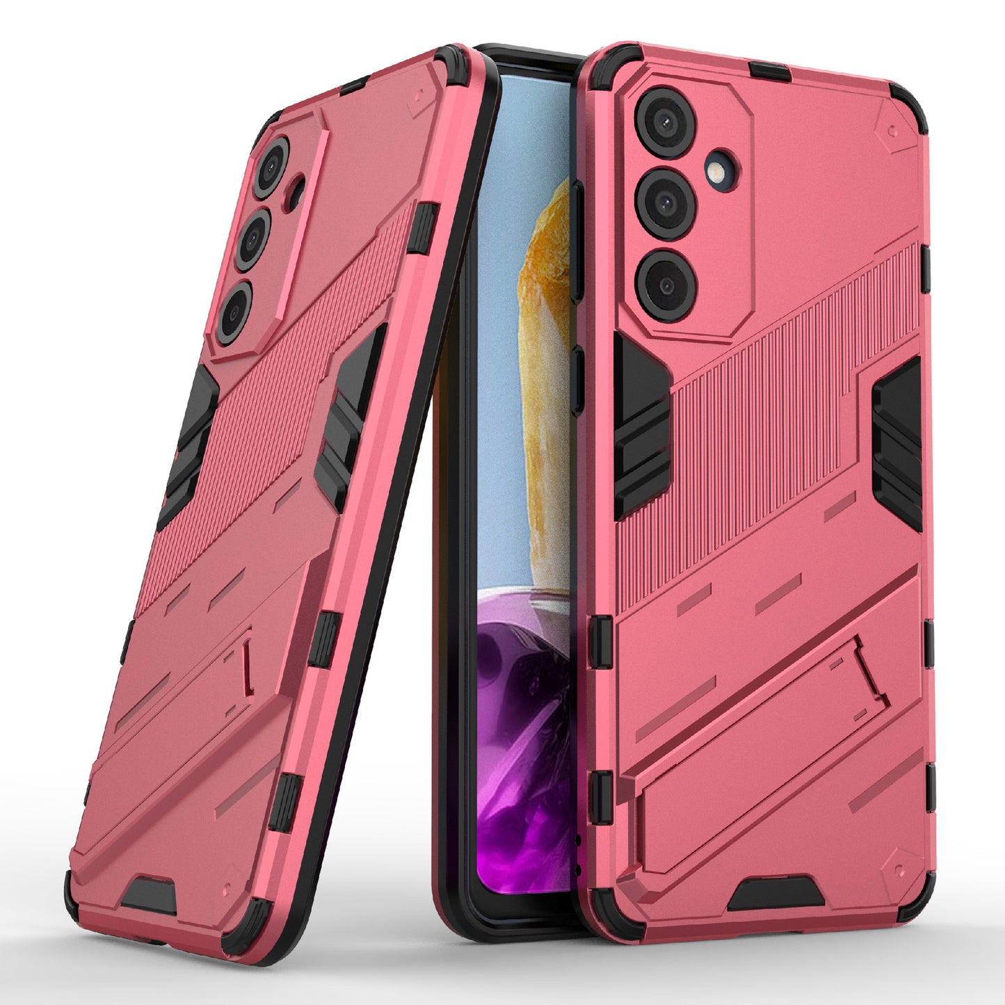 For Samsung Galaxy M55 5G Case Kickstand Protective PC+TPU Phone Cover - Rose