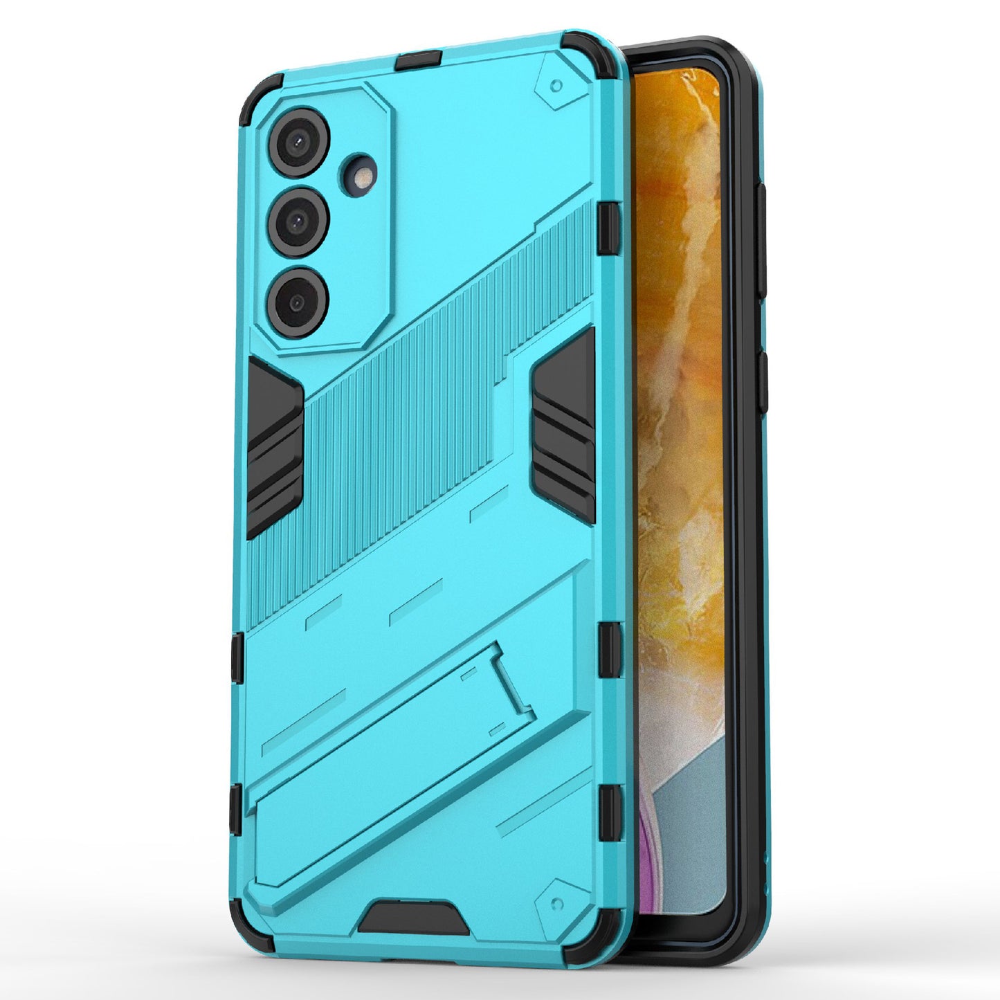 For Samsung Galaxy M55 5G Case Kickstand Protective PC+TPU Phone Cover - Baby Blue