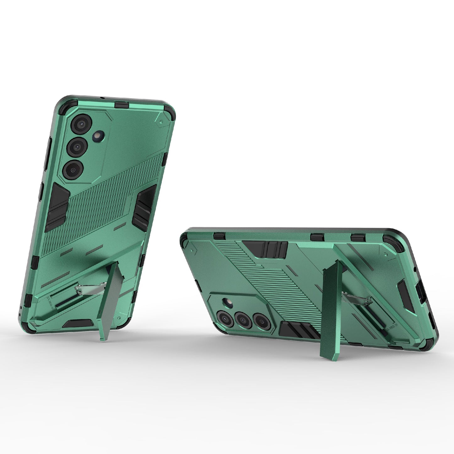 For Samsung Galaxy M55 5G Case Kickstand Protective PC+TPU Phone Cover - Green