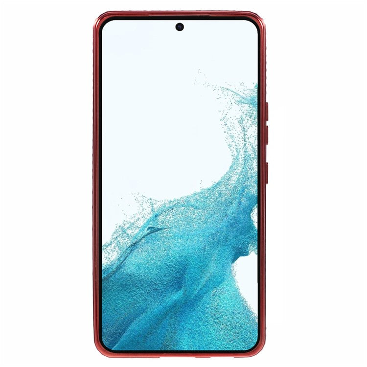 For Samsung Galaxy S22+ 5G Case Kickstand Soft TPU Back Cover Rhinestone Decor - Red