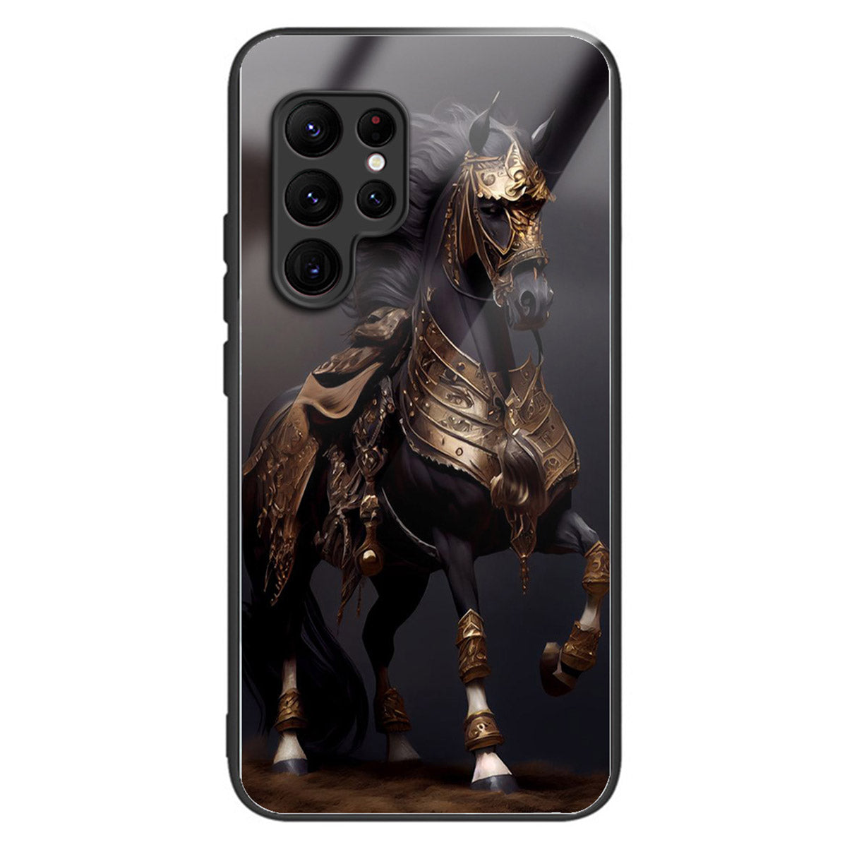 For Samsung Galaxy S24 Ultra Case Pattern Printed Tempered Glass+TPU Phone Cover - Masked Horse