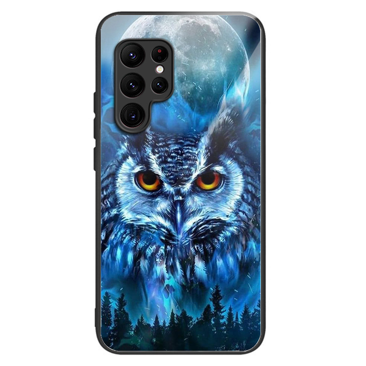 For Samsung Galaxy S24 Ultra Case Pattern Printed Tempered Glass+TPU Phone Cover - Forest Owl