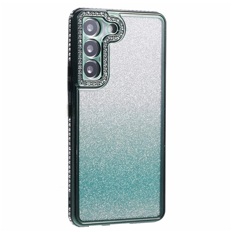 For Samsung Galaxy S22 5G Case TPU Bling Glitter Gradient Protective Phone Cover - Midnight Green