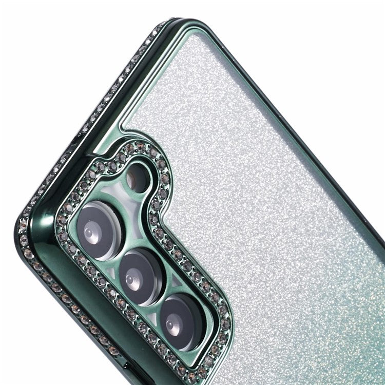 For Samsung Galaxy S22 5G Case TPU Bling Glitter Gradient Protective Phone Cover - Midnight Green