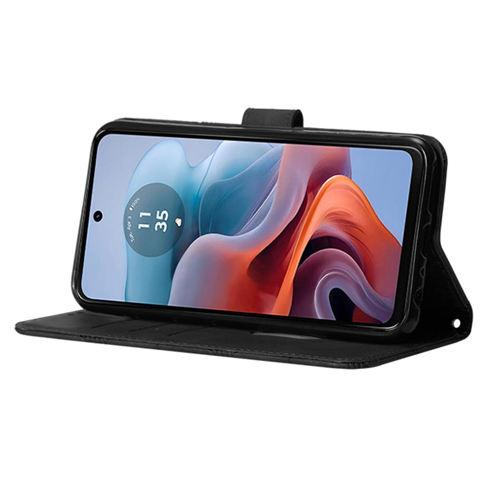 YB Imprinting Series-2 for OnePlus Nord CE4 5G Leather Wallet Case Crossbody Phone Cover - Black