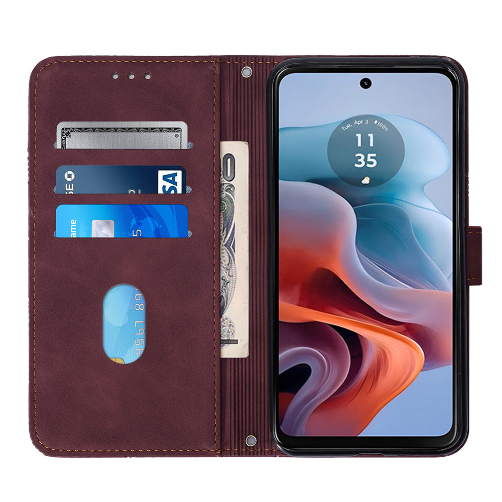 YB Imprinting Series-2 for OnePlus Nord CE4 5G Leather Wallet Case Crossbody Phone Cover - Wine Red