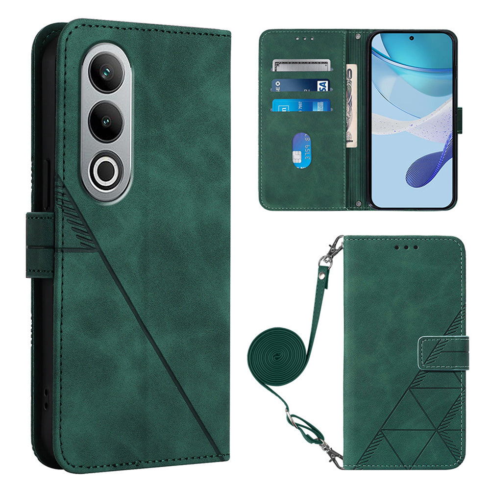 YB Imprinting Series-2 for OnePlus Nord CE4 5G Leather Wallet Case Crossbody Phone Cover - Blackish Green