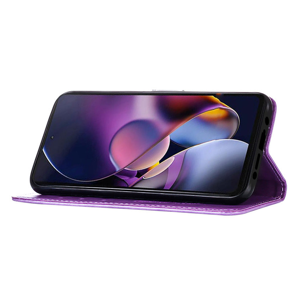 YB Imprinting Series-4 For OnePlus Nord CE4 5G Leather Case Stand Wallet Butterfly Phone Cover - Light Purple