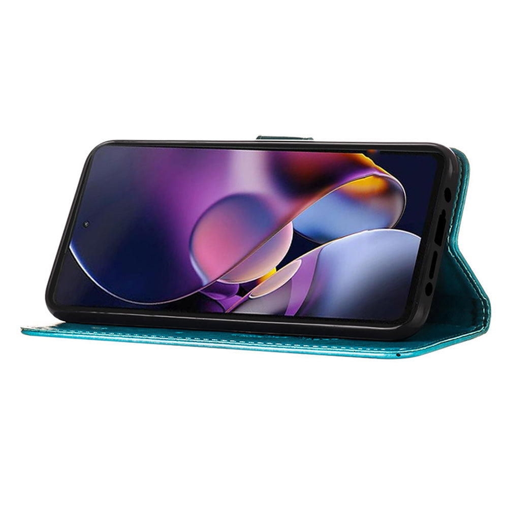 YB Imprinting Series-4 For OnePlus Nord CE4 5G Leather Case Stand Wallet Butterfly Phone Cover - Blue