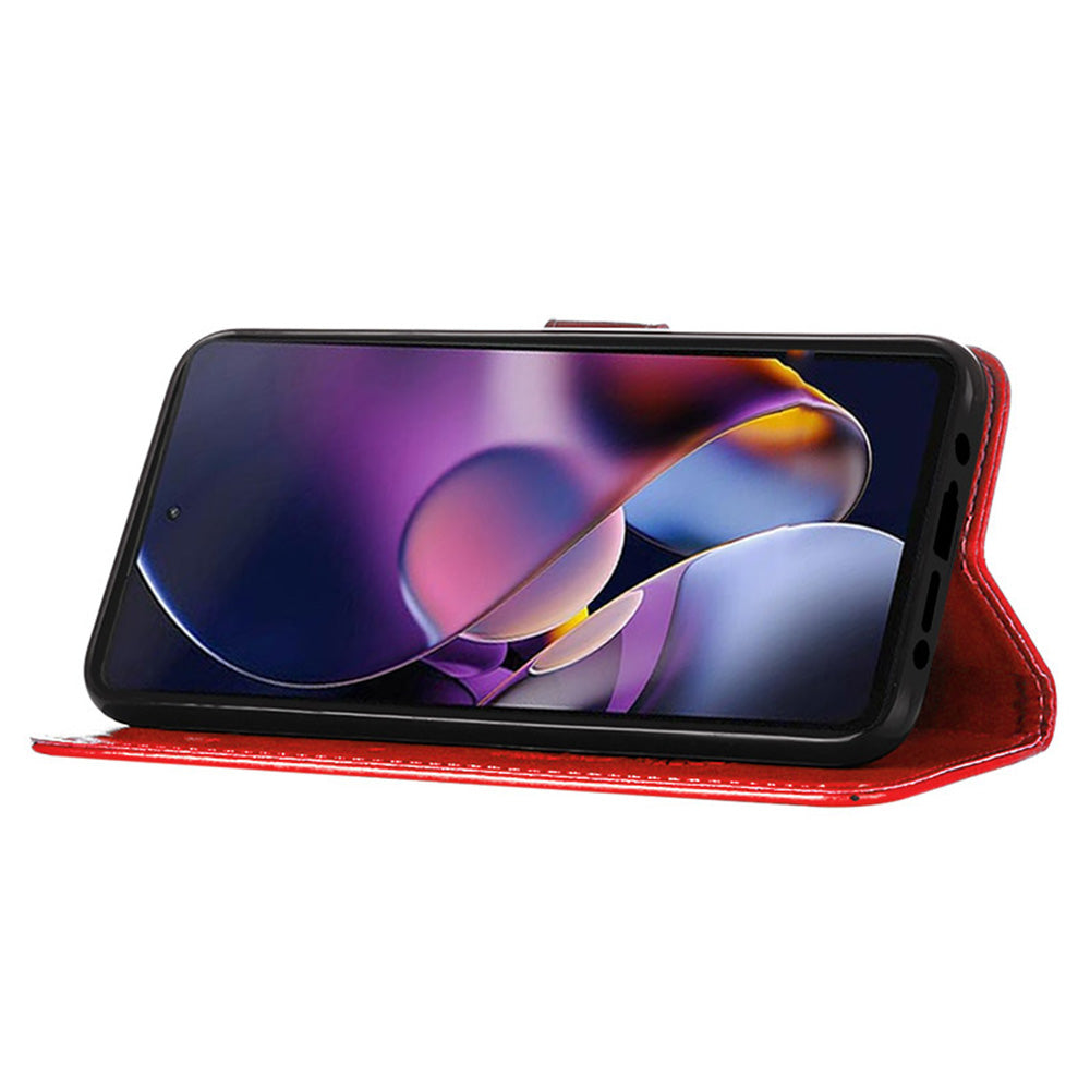 YB Imprinting Series-4 For OnePlus Nord CE4 5G Leather Case Stand Wallet Butterfly Phone Cover - Red