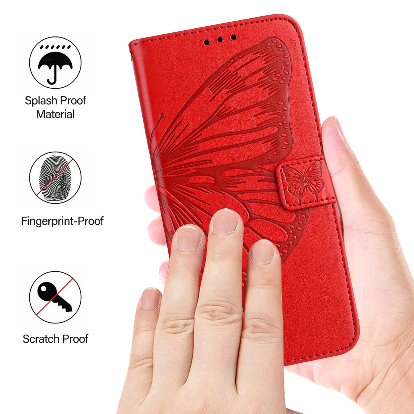 YB Imprinting Series-4 For OnePlus Nord CE4 5G Leather Case Stand Wallet Butterfly Phone Cover - Red