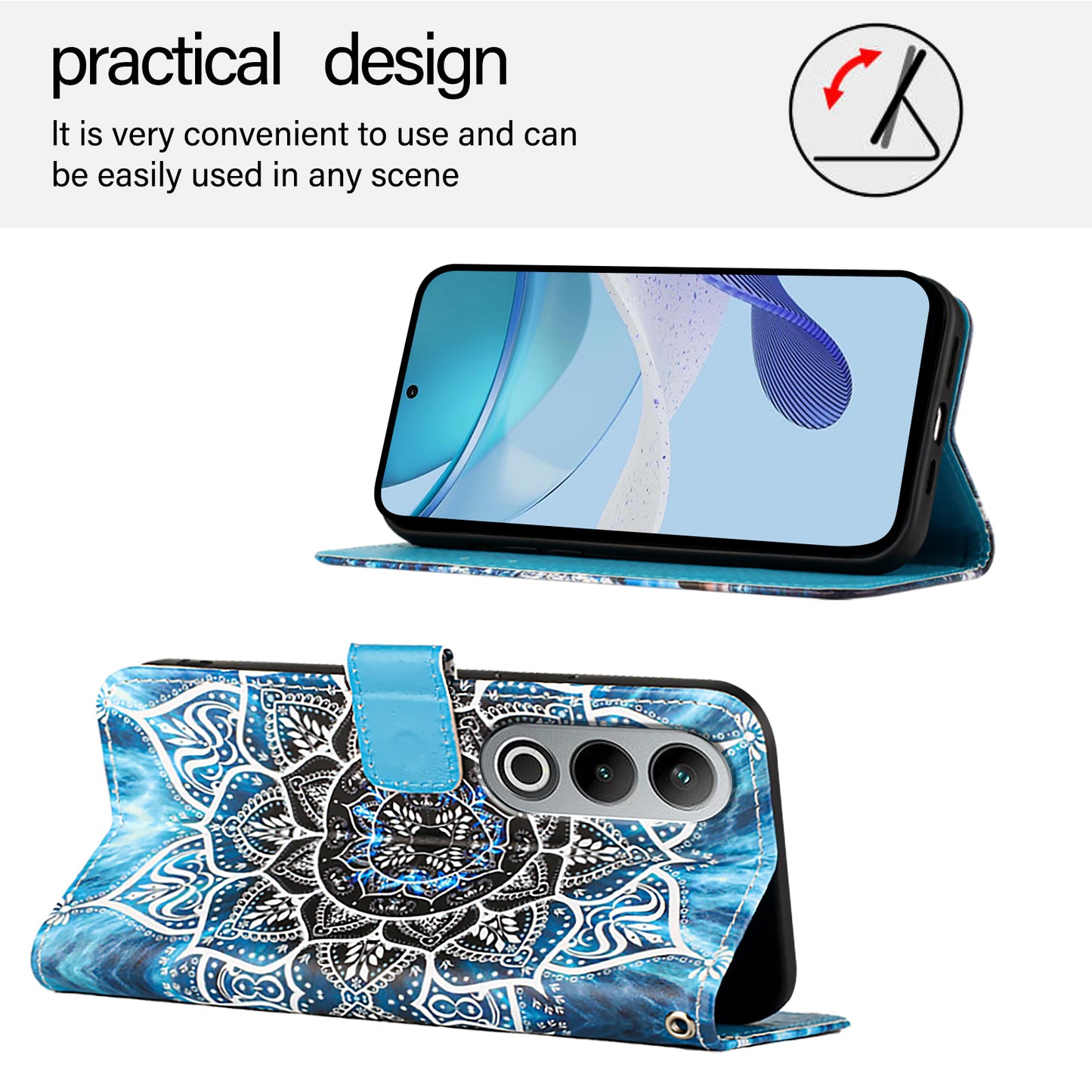 YB Pattern Printing Leather Series-4 for OnePlus Nord CE4 5G Case Anti-scratch Leather Flip Phone Cover - Mandala Flower