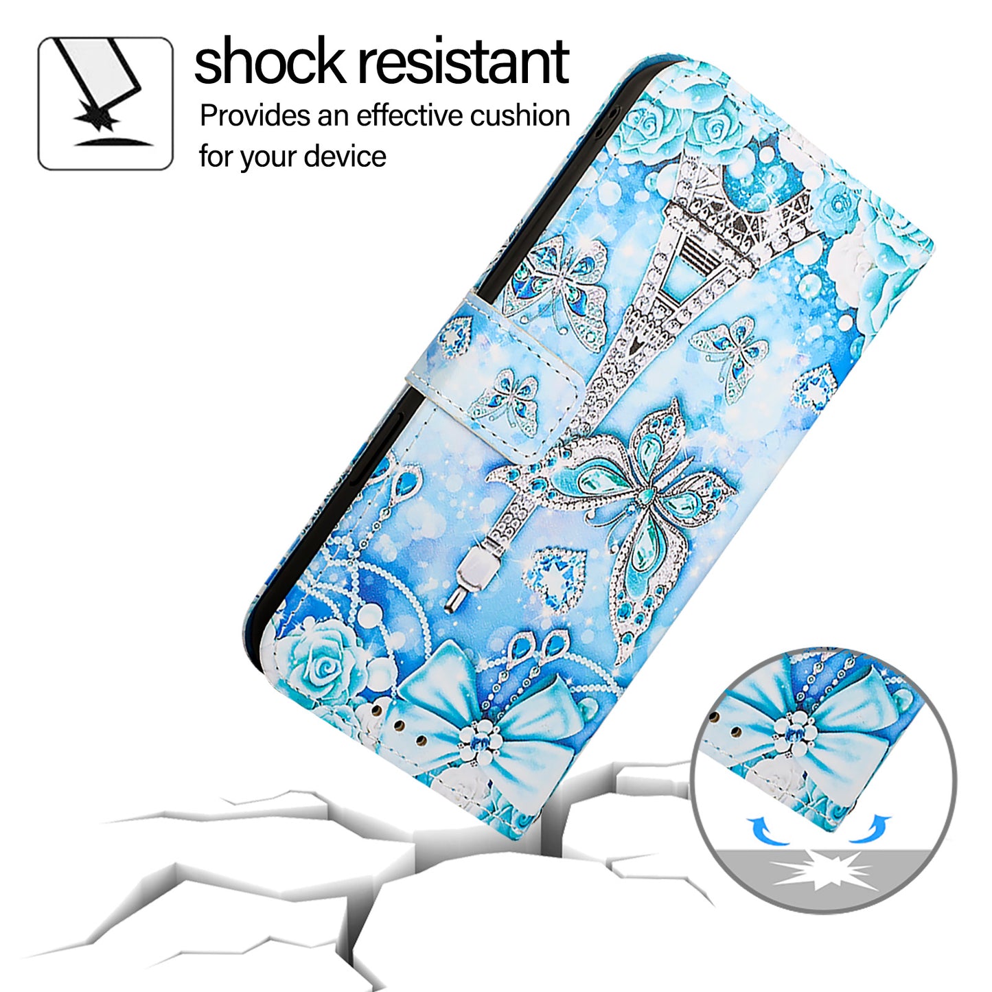 YB Pattern Printing Leather Series-4 for OnePlus Nord CE4 5G Case Anti-scratch Leather Flip Phone Cover - Eiffel Tower and Butterfly