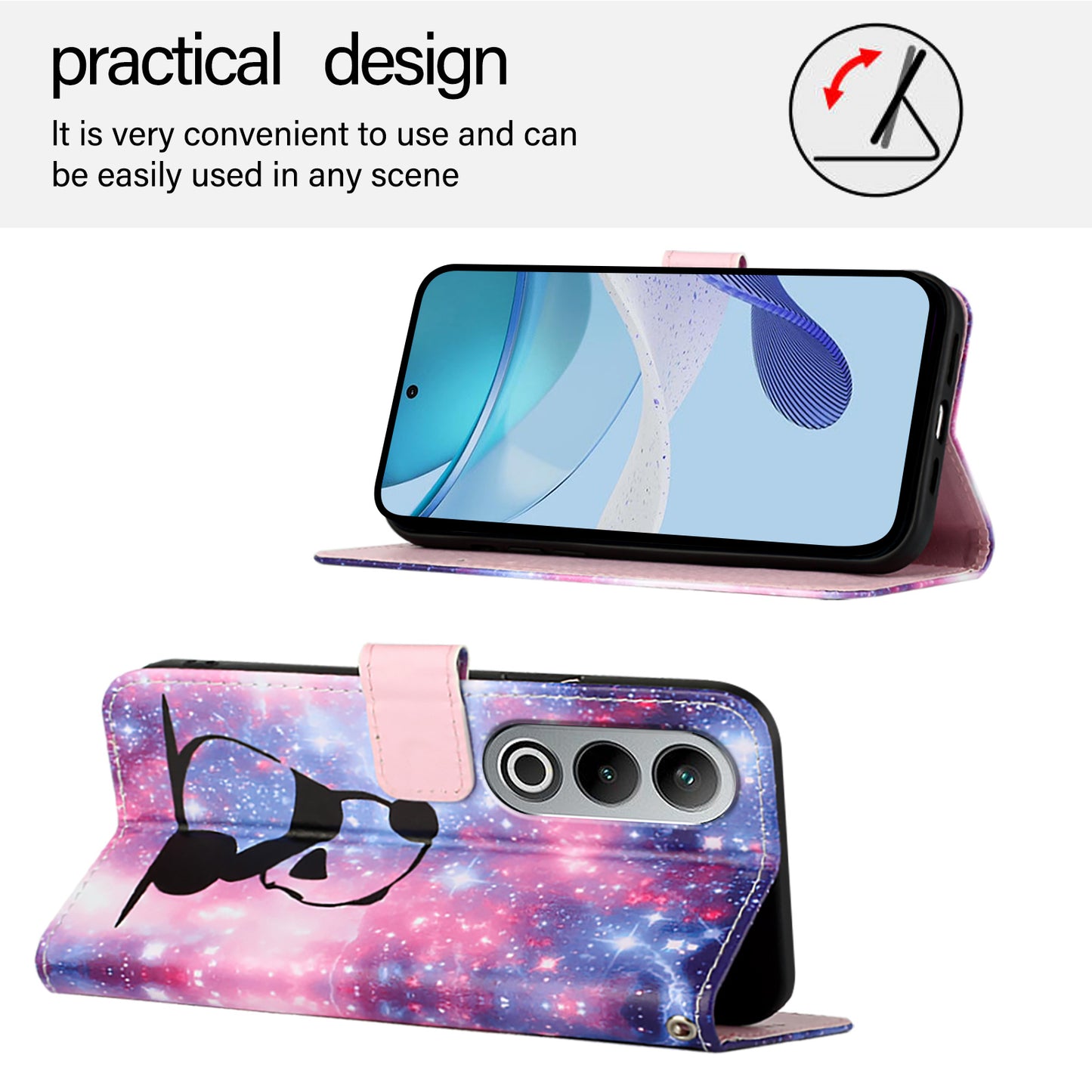 YB Pattern Printing Leather Series-4 for OnePlus Nord CE4 5G Case Anti-scratch Leather Flip Phone Cover - Baby Panda